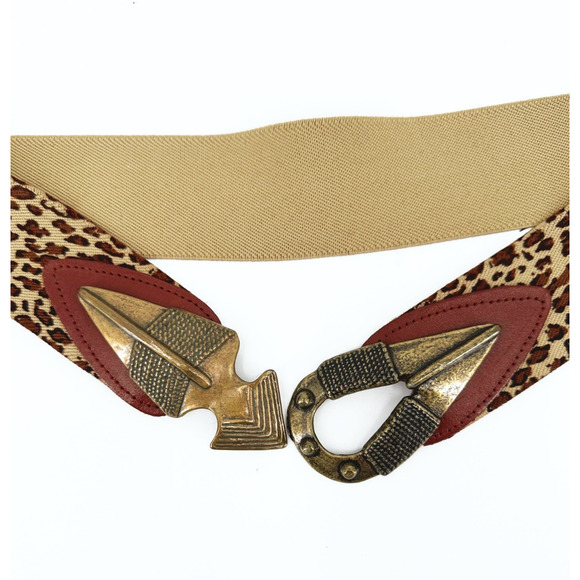 Omega Leopard Print Belt with Gold Buckle